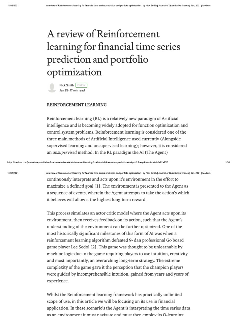 A Review of Reinforcement Learning For Financial Time Series Prediction ...