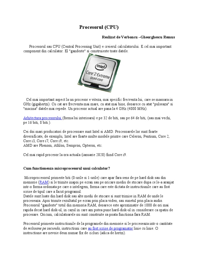 Procesorul Unui PC | PDF