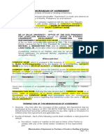 Memorandum of Agreement (Purchase of Goods)