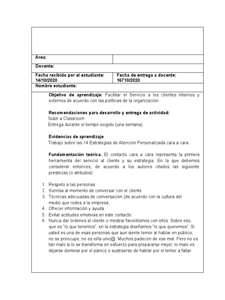 Protocolo de Atencion Cara A Cara | PDF | Servicio al Cliente | Marketing
