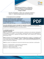 Guia de actividades y Rúbrica de evaluación - Unidad 3 - Tarea 3 - Informe programación de la Producción.