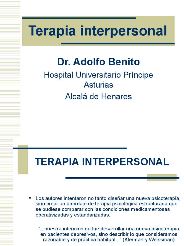 Terapia Interpersonal 0 | PDF | Depresión (estado de ánimo) | Dolor
