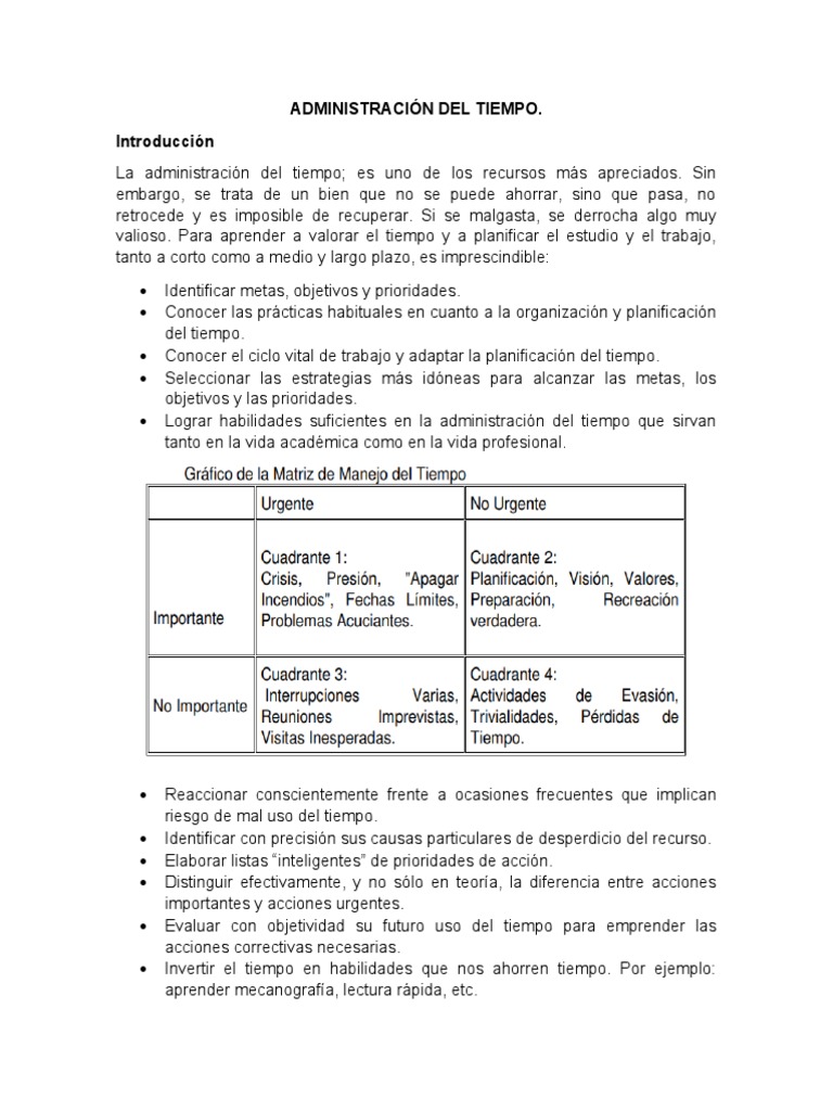 Claves para la Administración del Tiempo | PDF | Planificación | Vida