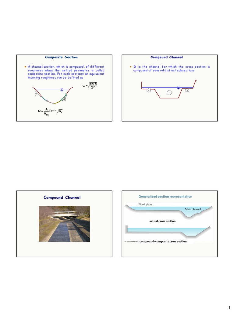 Composite Section: Compound Channel | PDF | Mechanics | Continuum Mechanics