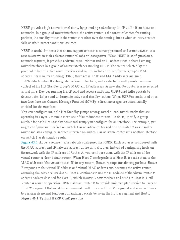 HSRP Configuration and Guidelines | PDF | Router (Computing ...