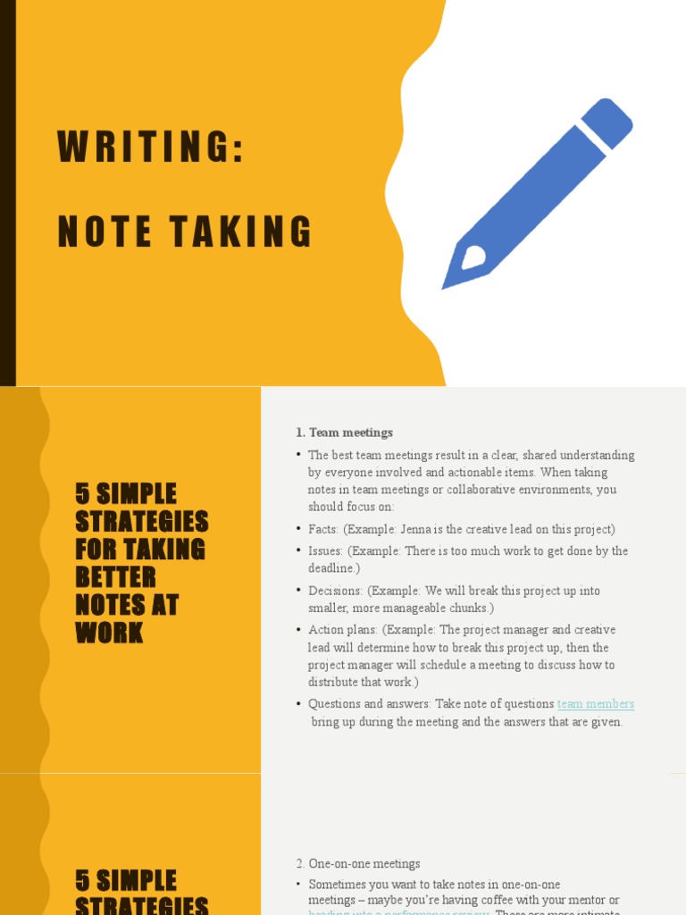 Effective Note-Taking Strategies at Work | PDF | Communication | Human ...