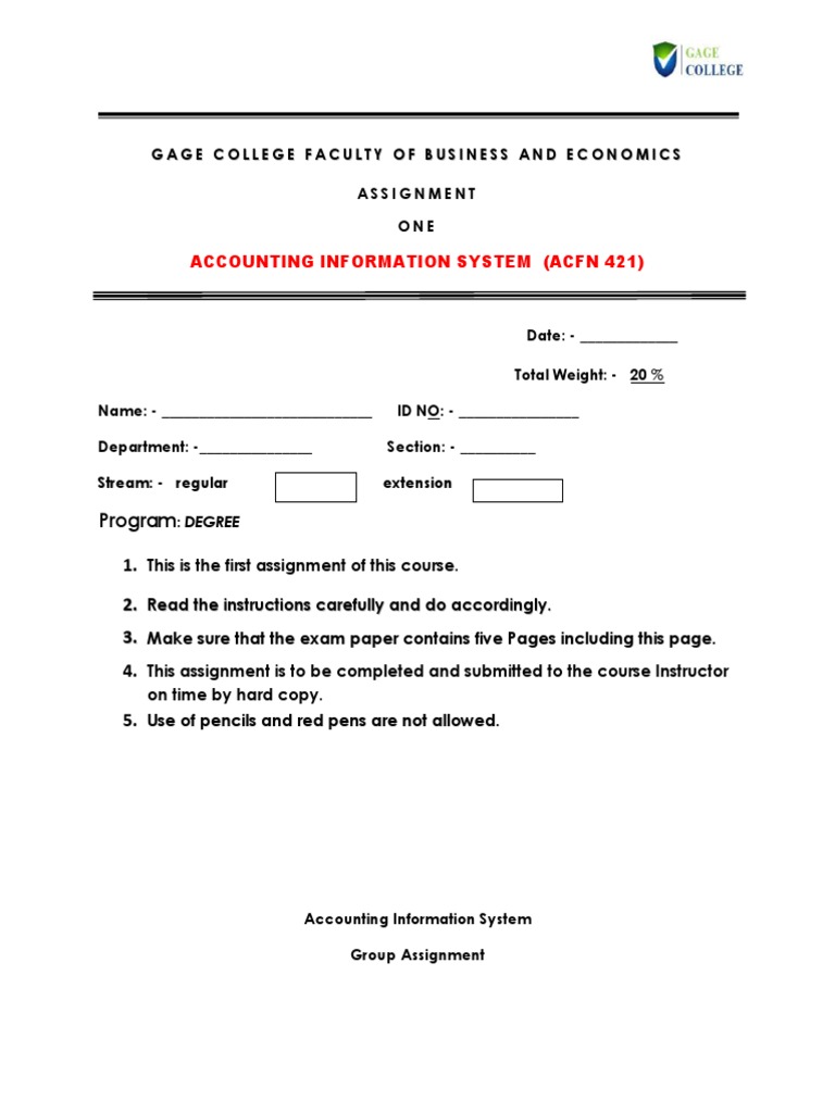 Accounting Information System Assignment | PDF | Relational Model ...