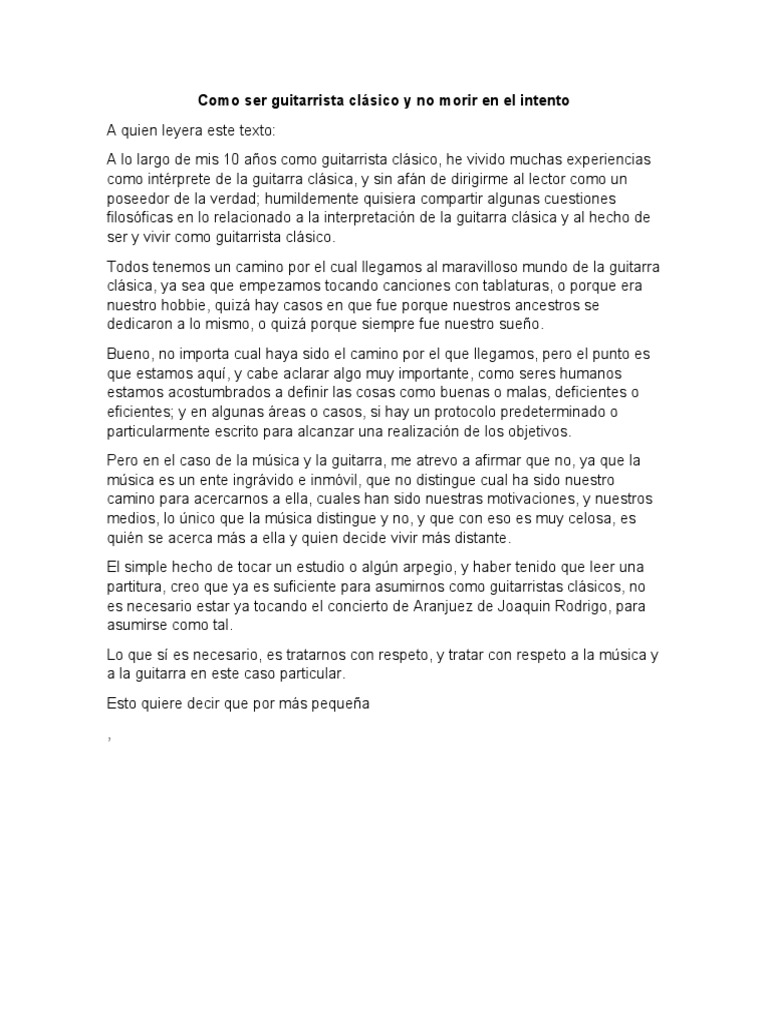 Como Ser Guitarrista Clásico y No Morir en El Intento | PDF