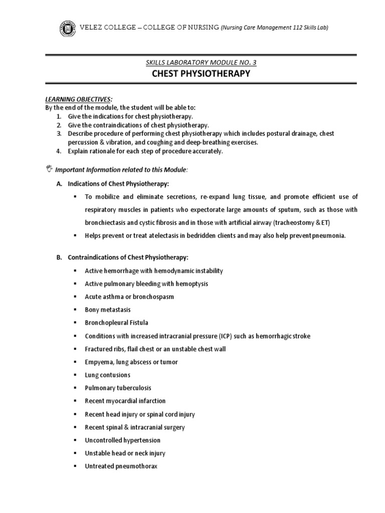 Chest Physiotherapy Skills Module | PDF | Lung | Thorax
