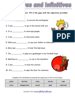 Adjectives and Infinitives Worksheet