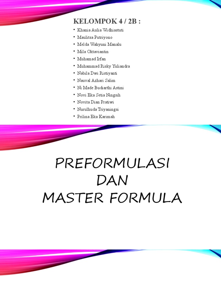 Preformulasi dan Master Formula Obat | PDF