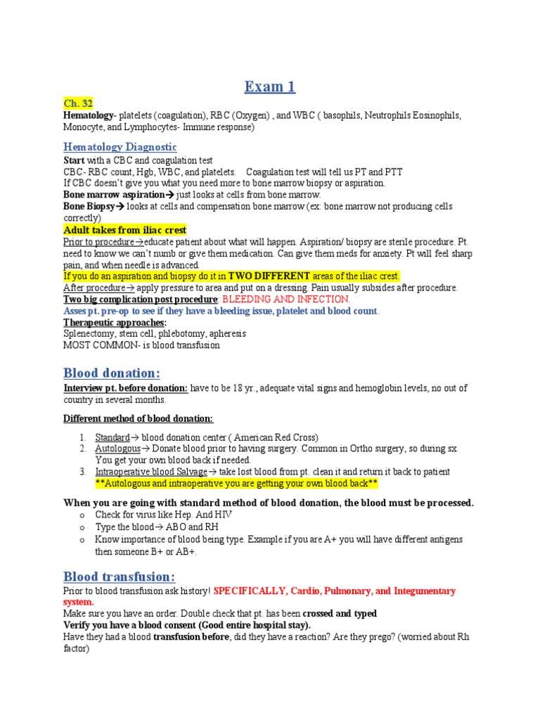 Hematology Exam: Blood Disorders Overview | PDF | Bleeding | Leukemia