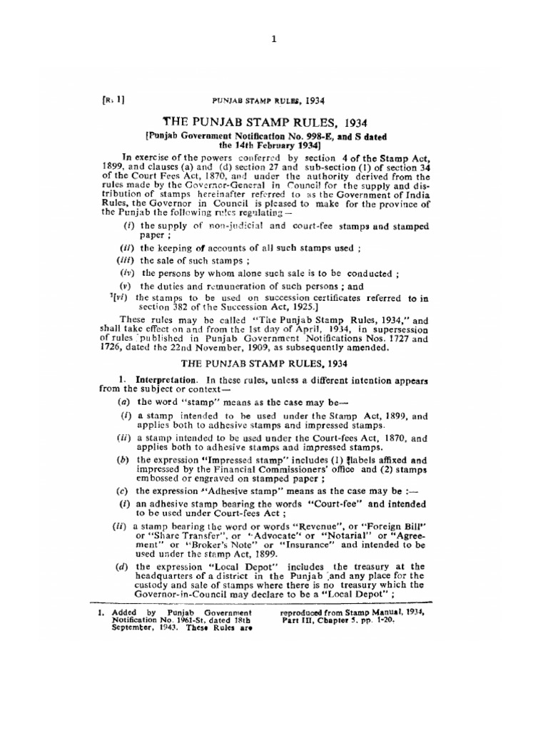Punjab Stamp Rules 1934 PDF