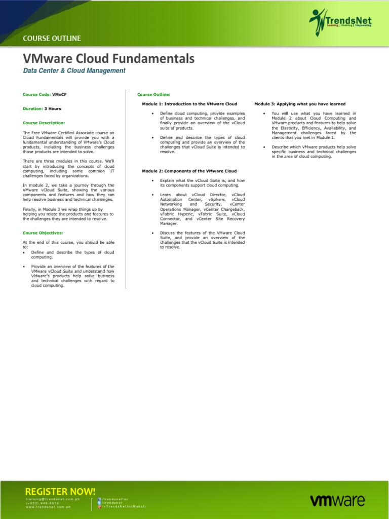 VMVCF - VMware Cloud Fundamentals | PDF | Cloud Computing | V Mware