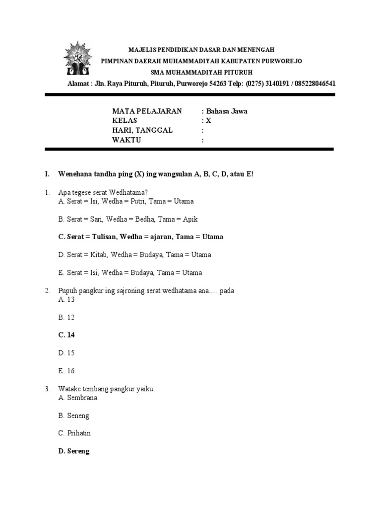 Bahasa Jawa Kelas X Pdf