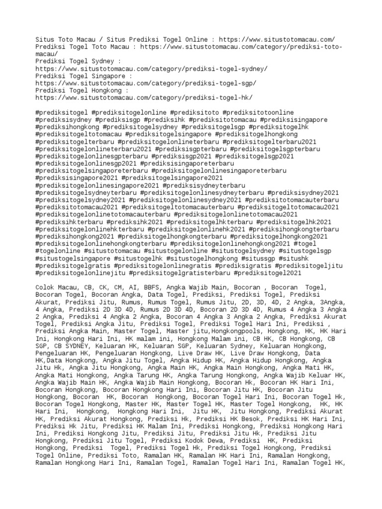 Situs Toto Macau Prediksi Togel Online Bocoran Angka Togel | Pdf