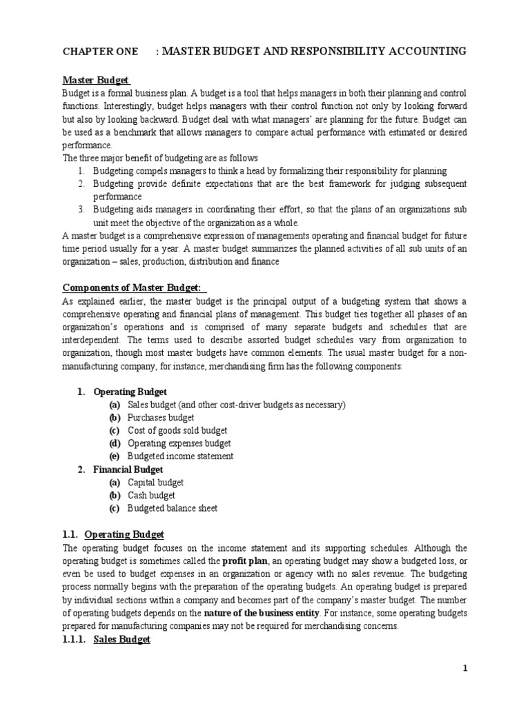 Master Budget Overview and Components | PDF | Debits And Credits ...