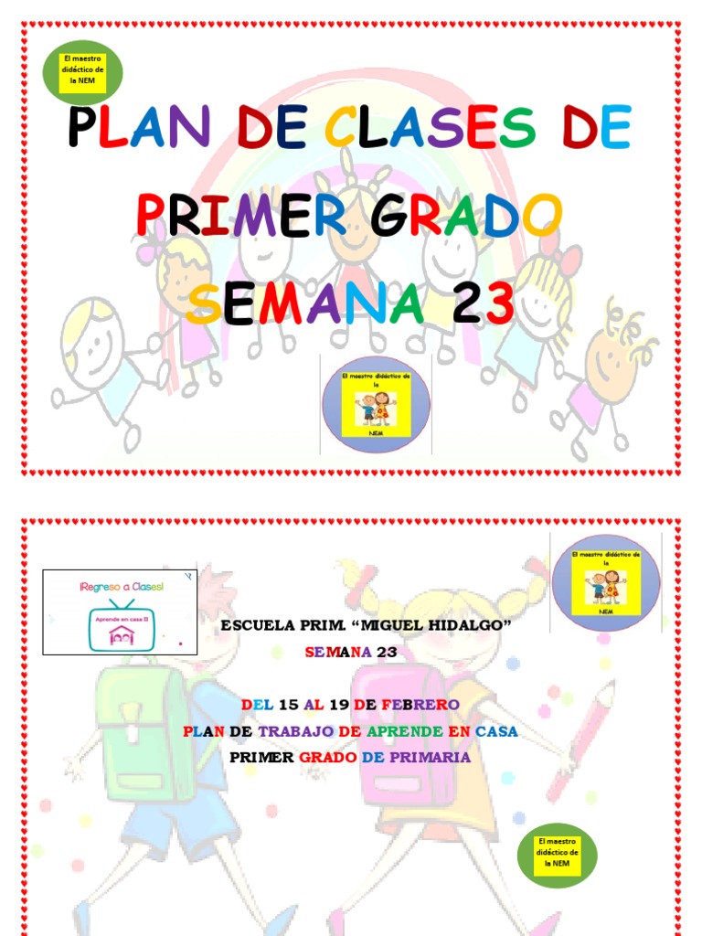 Plan de Clase Semana 23 Primaria | PDF | Aprendizaje | Evaluación