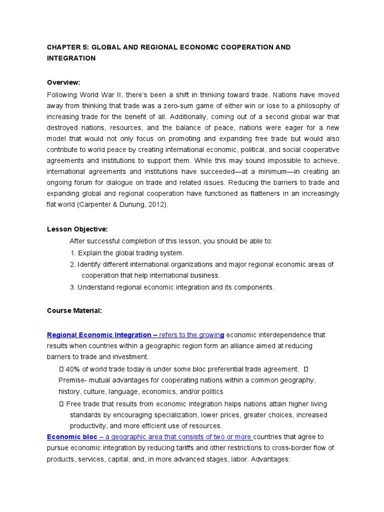 Economic Cooperation and Integration Post-WWII | PDF | Free Trade ...