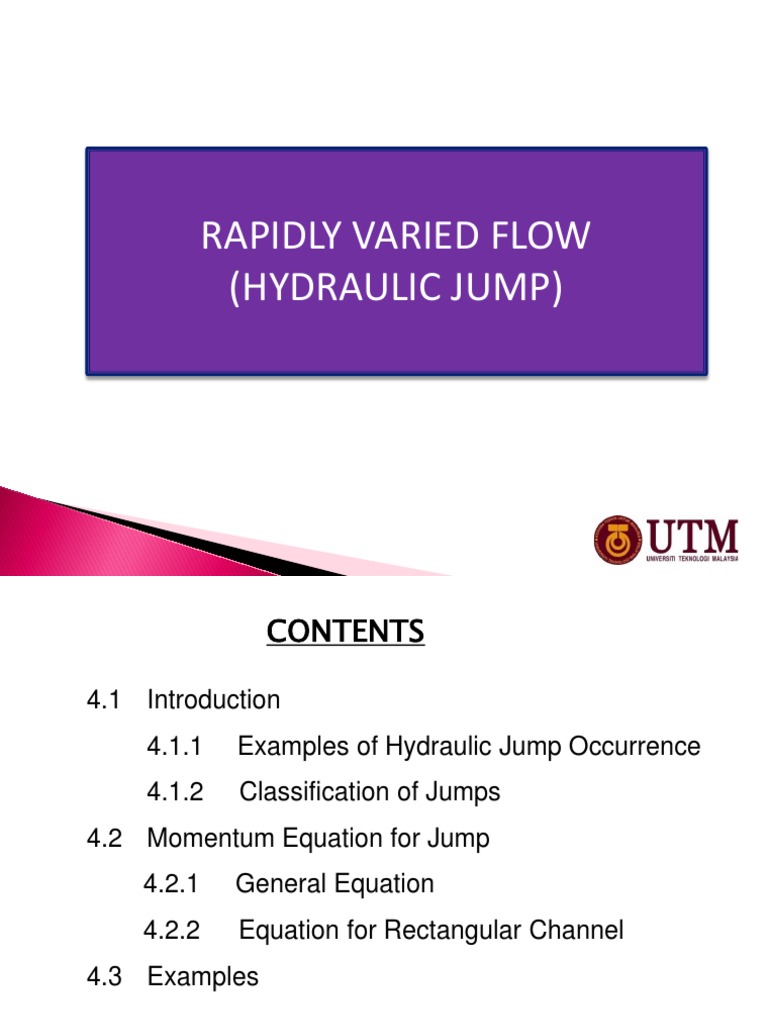 Class8. Hydraulic Jump. PDF Continuum Mechanics Chemical Engineering