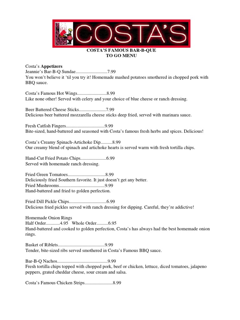 To Go Menu | PDF | Barbecue | Steak