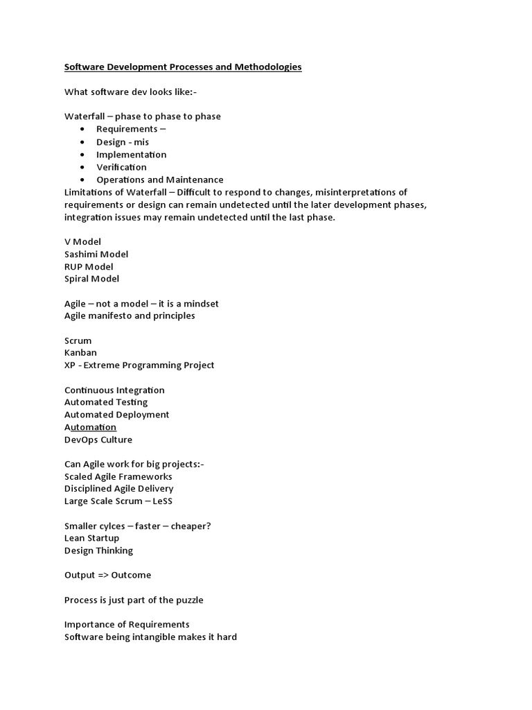 Software development processes and methodologies pdf software
