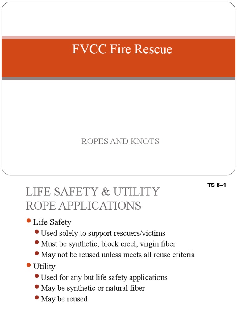 FVCC Fire Rescue Ropes and Knots PDF Knot Rope