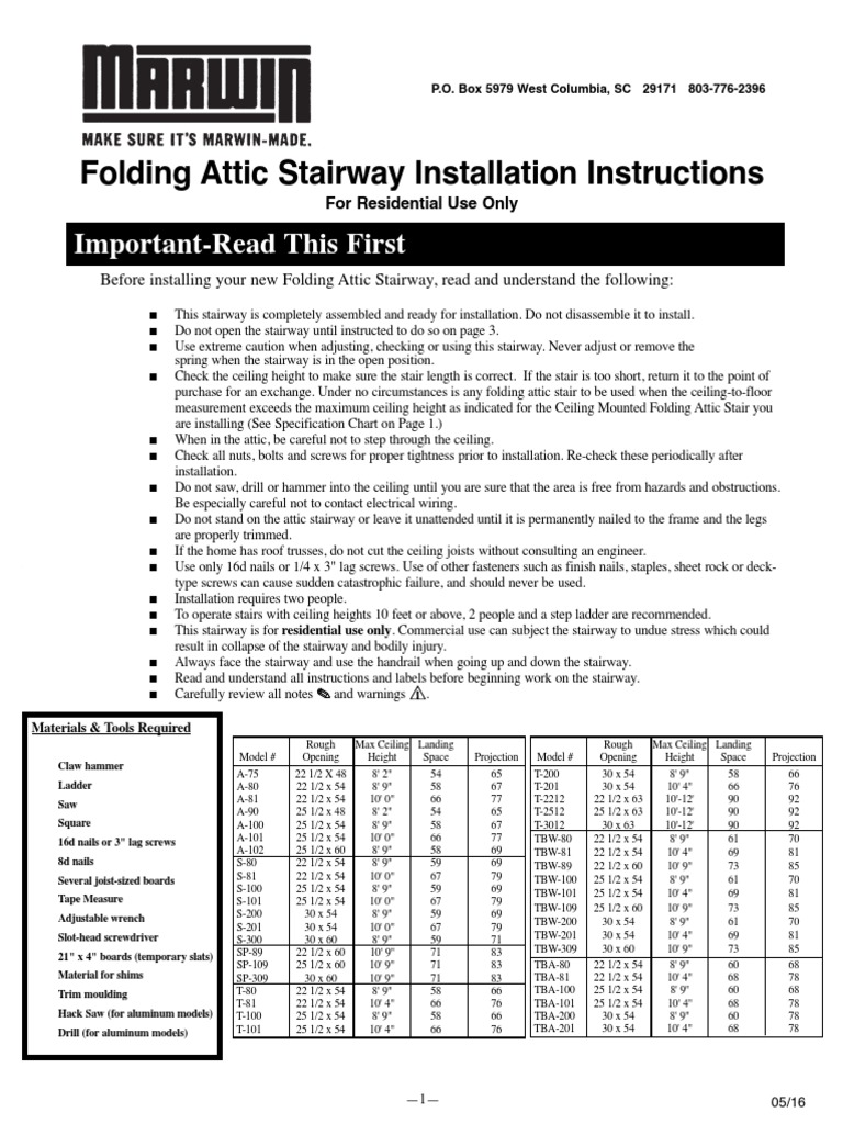 Folding Attic Stairway Installation Guide | PDF | Stairs | Framing ...