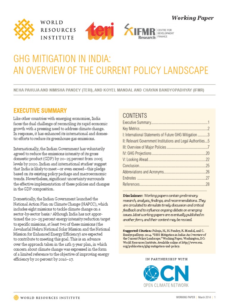 GHG Mitigation in India | PDF | Climate Change Mitigation | Low Carbon ...