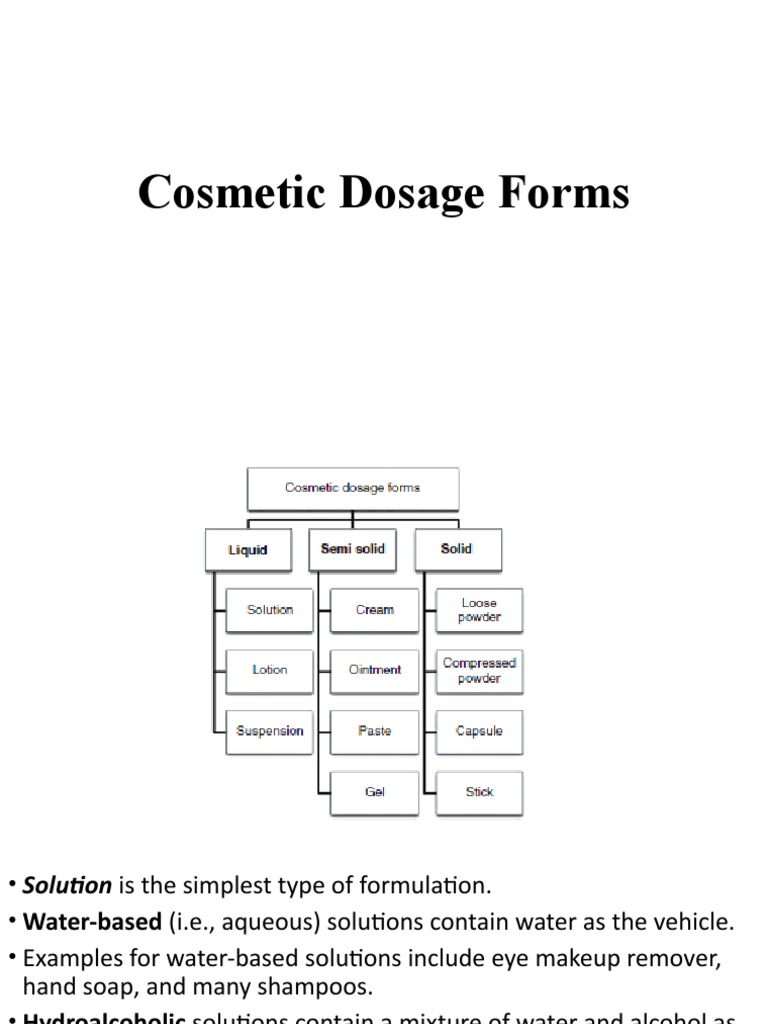 Cosmetic Dosage Forms PDF Topical Medication Emulsion