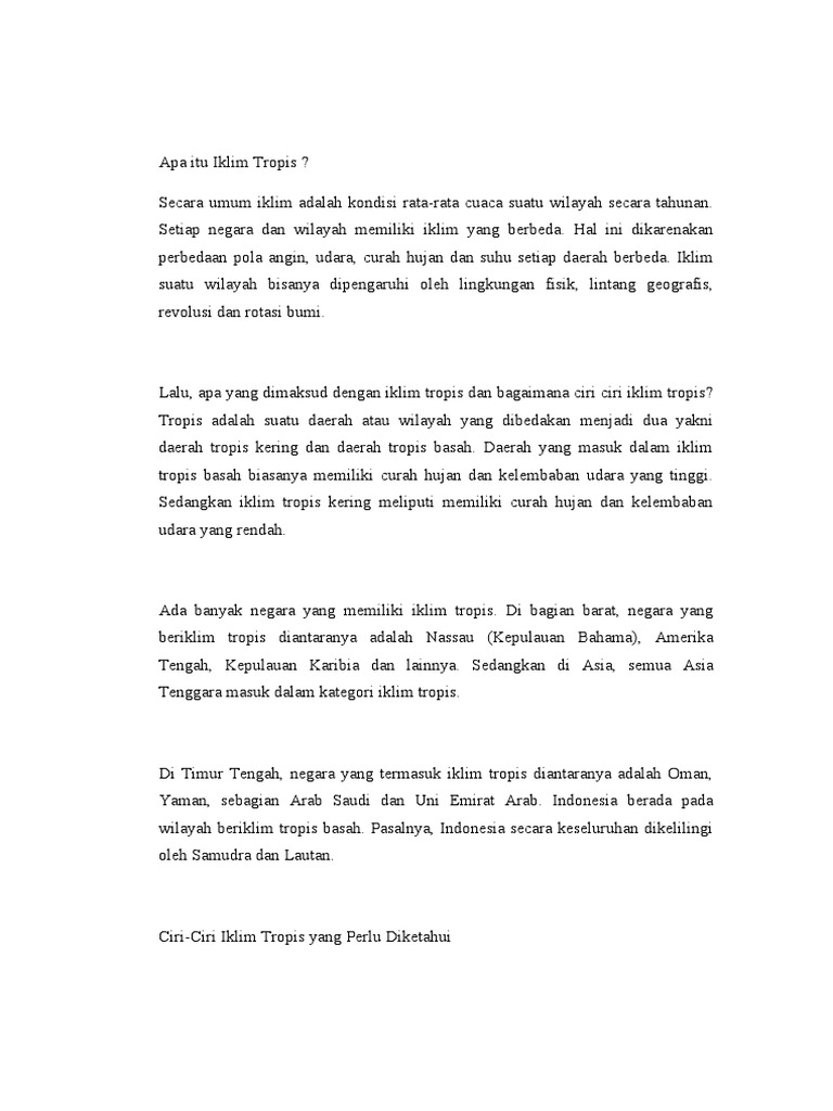 Apa Itu Iklim Tropis | PDF