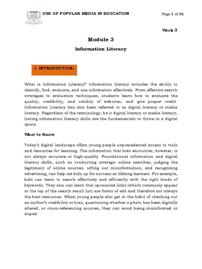 Enhancing Information Literacy in Education | PDF | Information ...