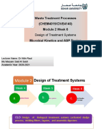 Waste Treatment Processes Microbial Kinetics and ASP Design (CHEM4015/CIVE4140