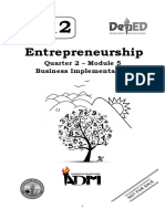 Entrepreneurship: Quarter 2 - Module 5 Business Implementation