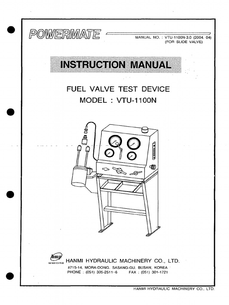 Fuel Valve Test Device Model: Vtu-1100n | PDF | Valve | Pressure ...