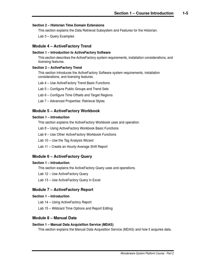 Section 1 - Course Introduction 1-5: Wonderware System Platform Course ...