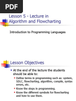 Lesson 5 - Lecture in Algorithm and Flowcharting: Introduction To Programming Languages