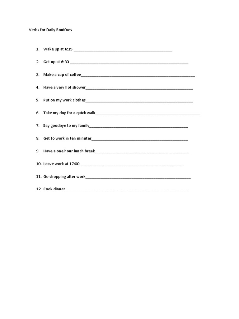 Verbs For Daily Routines | PDF