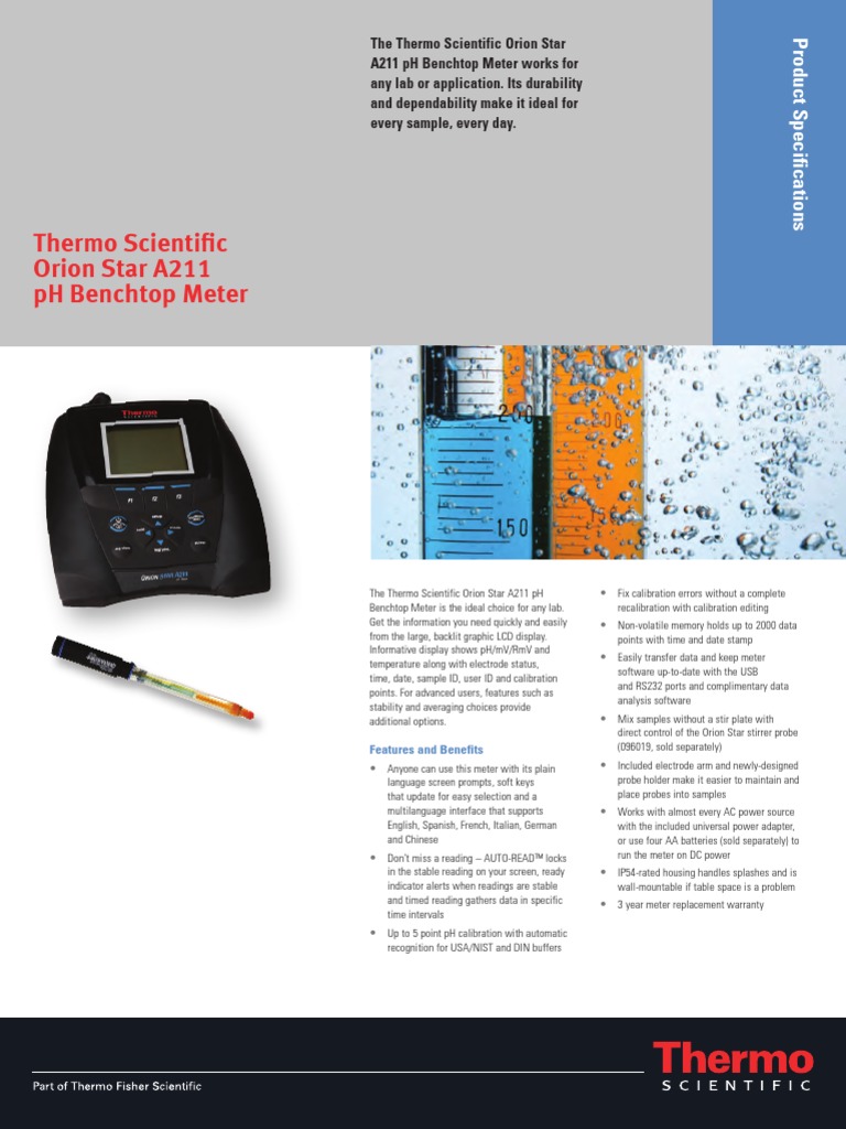 PhMetro Sobremesa Orion Serie Star A211 PDF Ph Calibration