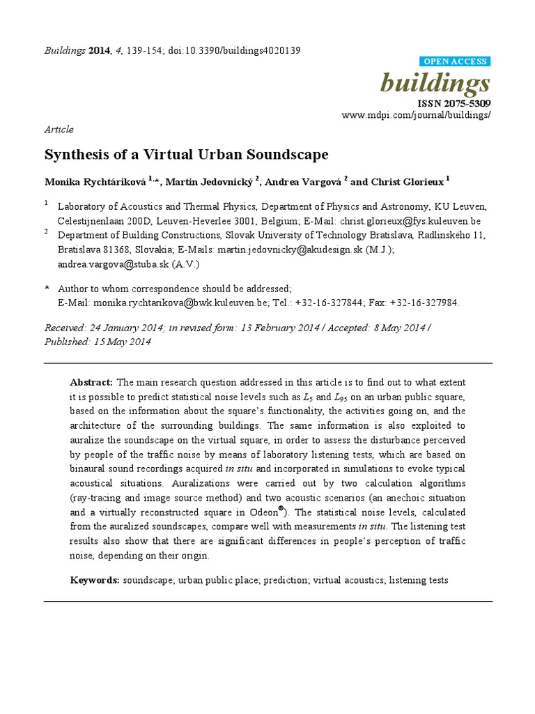 Synthesis of A Virtual Urban Soundscape | PDF | Sound | Noise