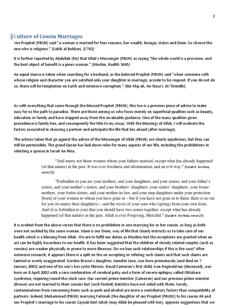 The Culture of Cousin Marriages | PDF | Marriage | Muhammad