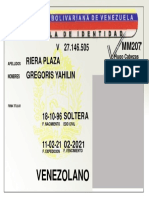 Riera Plaza Gregoris Yahilin 27.146.505: Venezolano