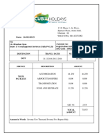 Ooty Tour Invoice