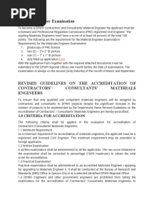 Material Engineer Examination Guidelines