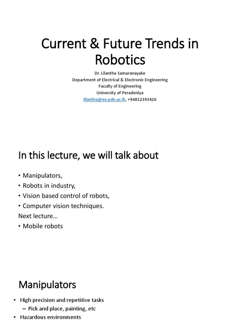 Current & Future Trends in Robotics | PDF | Computer Science ...