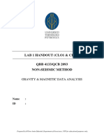 Lab 1 Handout (Clo1 & Clo2) : Gravity & Magnetic Data Analysis