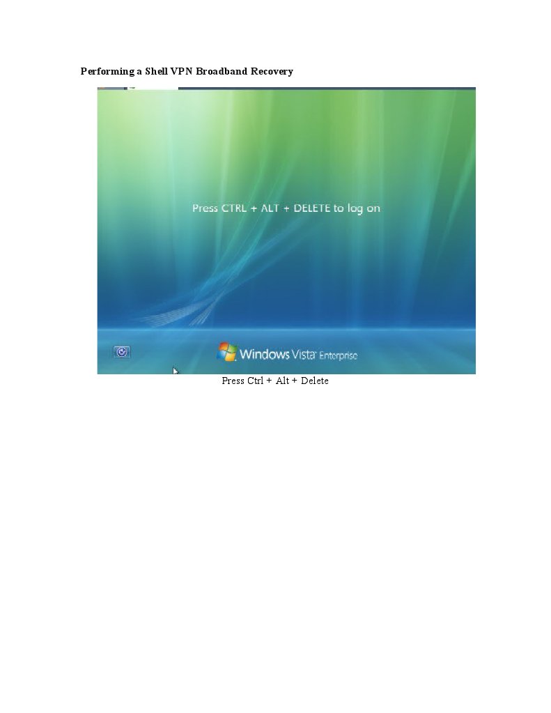 Performing A Shell VPN Broadband Recovery: Press CTRL + Alt + Delete | PDF