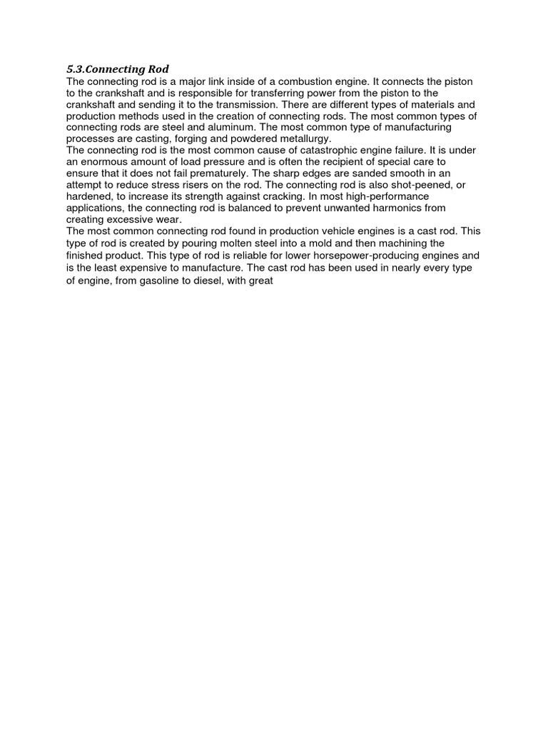 An Overview of Connecting Rod Design, Materials, Manufacturing
