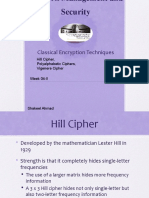 Classical Encryption Techniques: Hill Cipher, Polyalphabetic Ciphers, Vigenere Cipher Week 04-II