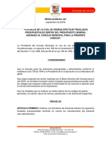 Resolucion de Trasaldo Presupuestal Del Concejo Basado en Los Planes de Accion